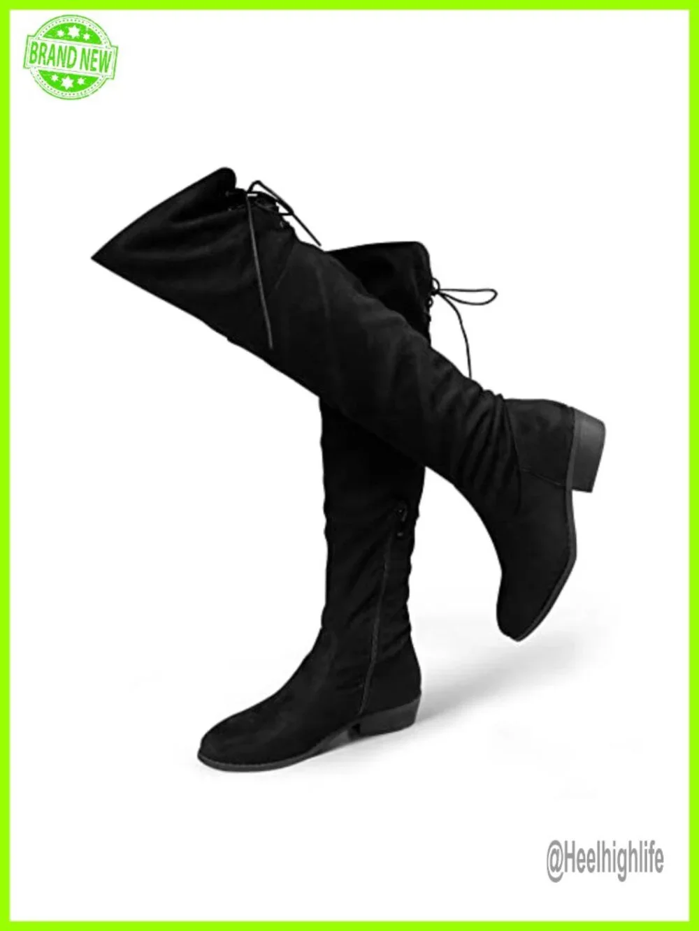 Women's Faux Suede Over the Knee Boots Low Block Heel Side Zipper